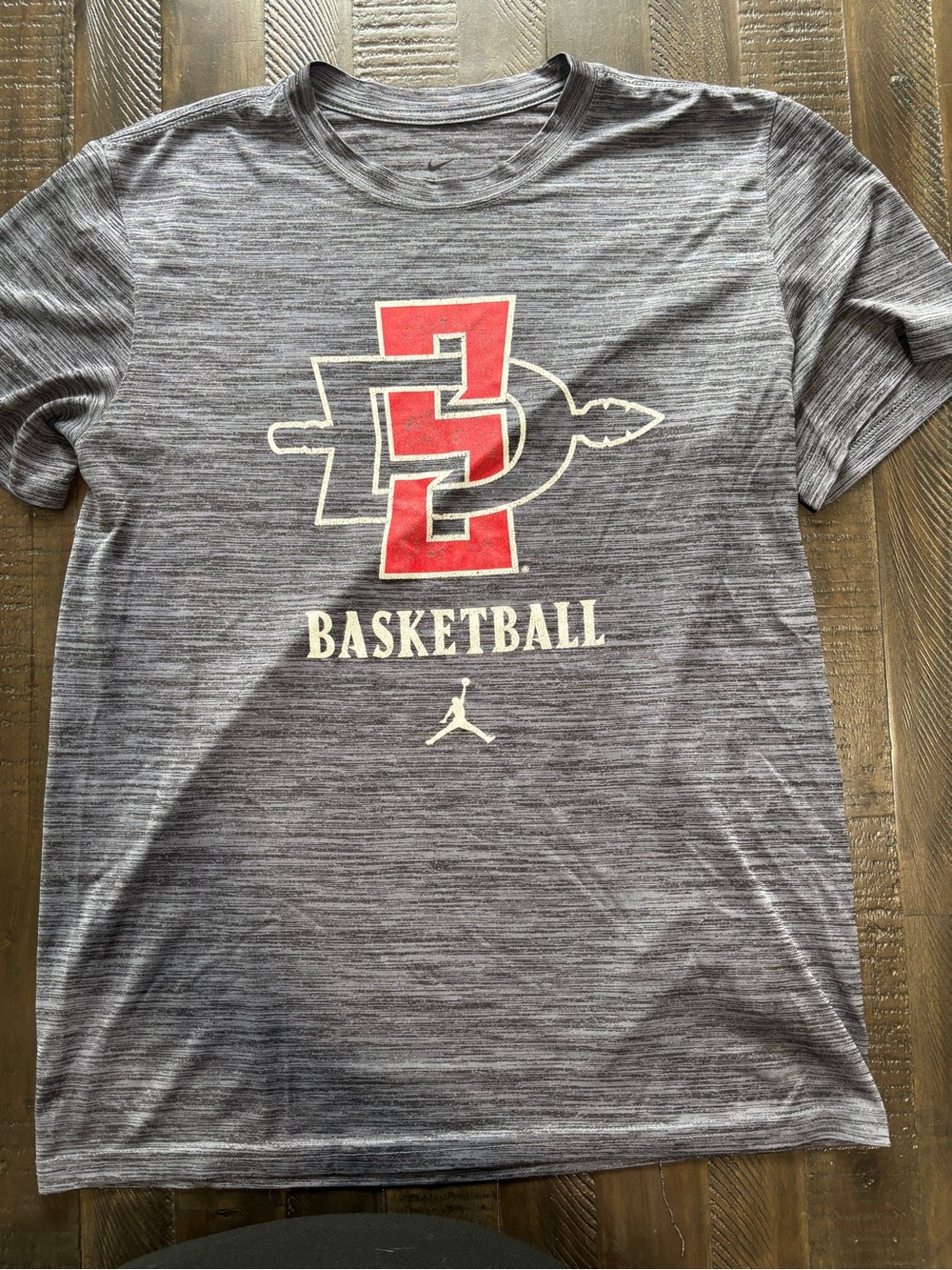 Nike Gray Tee with Red & Cream San Diego State Basketball Logo